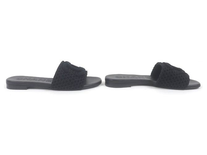 Sandali con design in crochet logo CC di Chanel Nero - vista 4