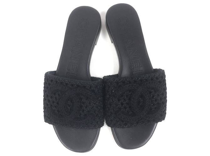 Sandali con design in crochet logo CC di Chanel Nero - vista 6