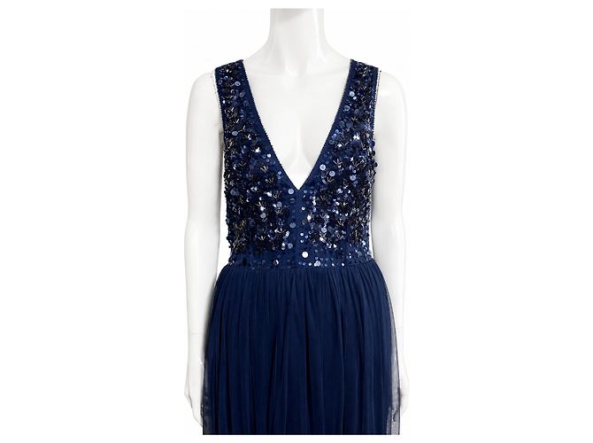 Abito da sera Jenny Packham in tulle blu navy con paillettes Blu scuro - vista 3