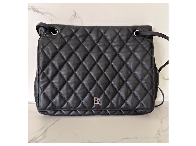 Balenciaga Touch B Borsa a mano in pelle trapuntata nera Nero - vista 13