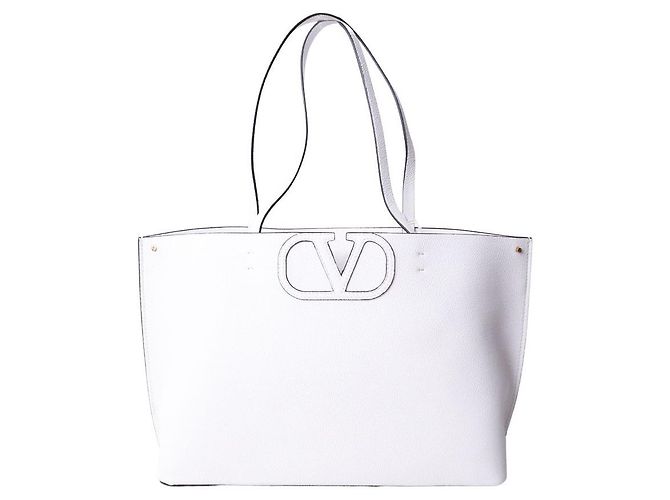 Valentino Borsa Shopper Logo Fillme Small Bianca Argento - vista 5