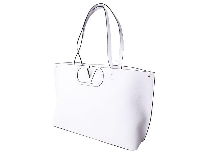 Valentino Borsa Shopper Logo Fillme Small Bianca Argento - vista 7