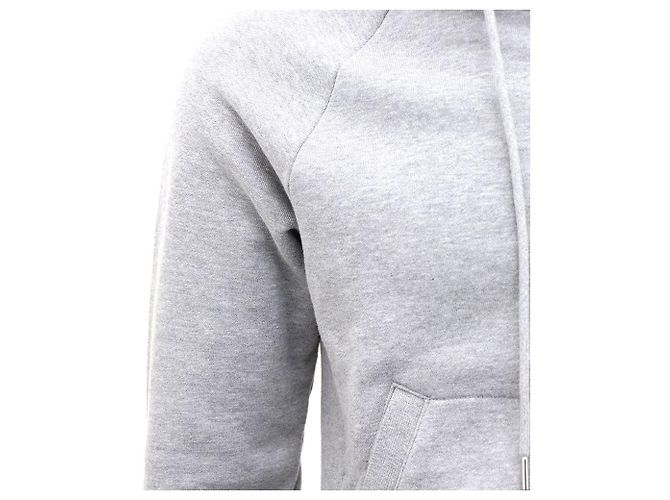 Thom Browne Felpa con cappuccio e zip grigia Bars Marrone - vista 3