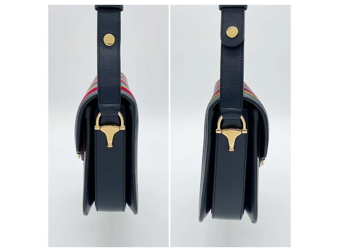 Borsa a Spalla Gucci Horsebit Blu navy - vista 3