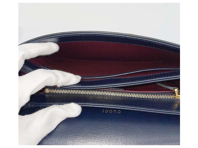 Borsa a Spalla Gucci Horsebit Blu navy - vista 7