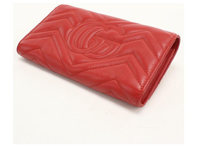 Gucci Bi-Fold-Geldbörse aus rotem gestepptem Leder - Ansicht 2