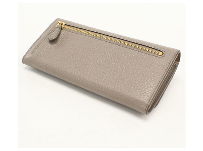 Prada Bi-fold Long Wallet aus grauem Leder Braun - Ansicht 2