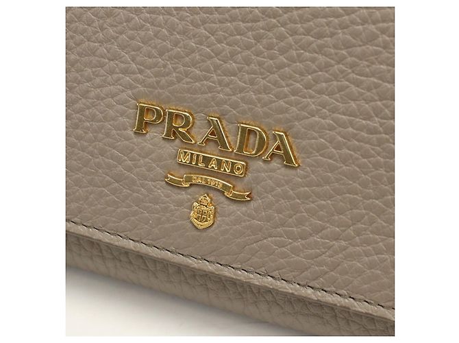 Prada Bi-fold Long Wallet aus grauem Leder Braun - Ansicht 6