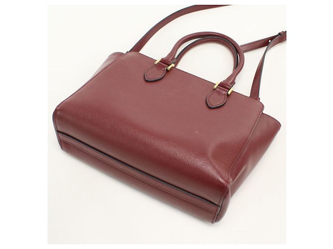 Borsa Tote 2-Way Prada 1BA113 in rosso Bordò - vista 2