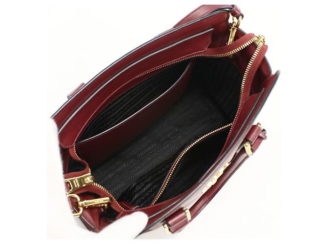 Borsa Tote 2-Way Prada 1BA113 in rosso Bordò - vista 3