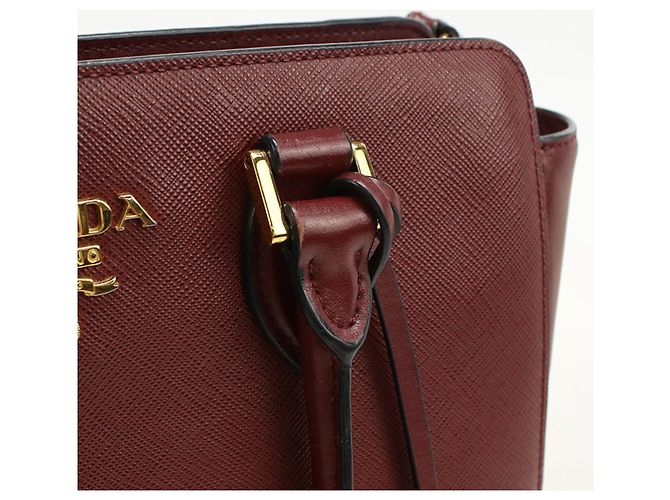 Borsa Tote 2-Way Prada 1BA113 in rosso Bordò - vista 5