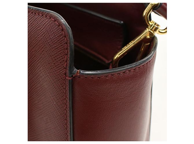 Borsa Tote 2-Way Prada 1BA113 in rosso Bordò - vista 6