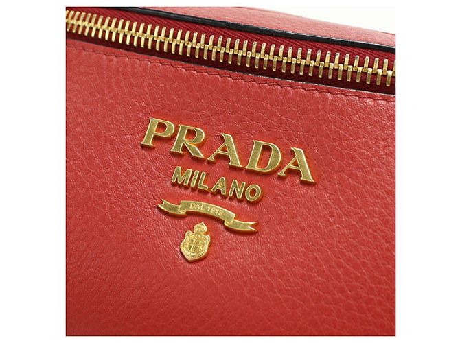 Borsa a tracolla in pelle rossa Prada Rosso - vista 4
