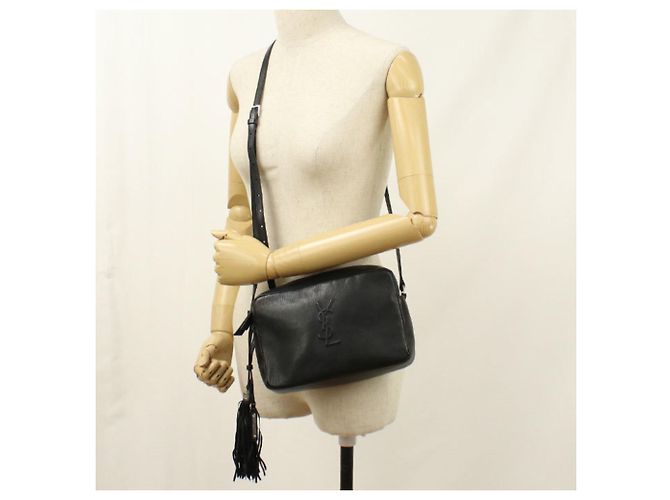 Borsa a tracolla in pelle nera Saint Laurent Nero - vista 8