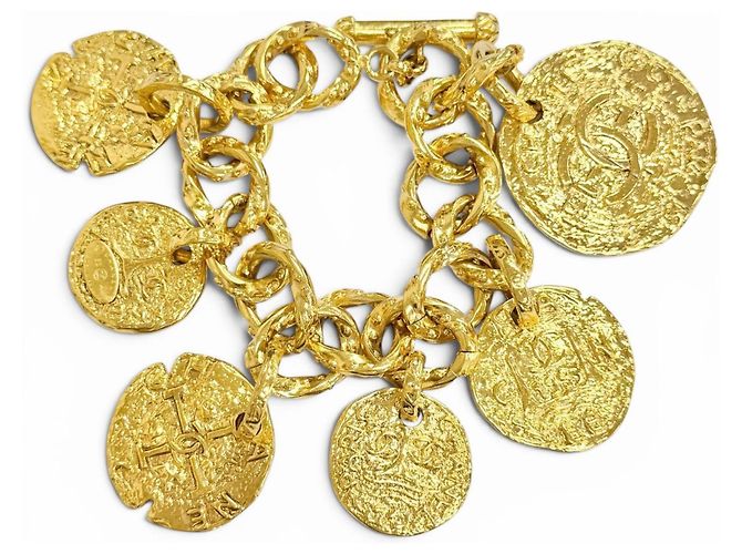 Bracciale a catena con medaglia Coco Mark Chanel Vintage 93A D'oro - vista 2