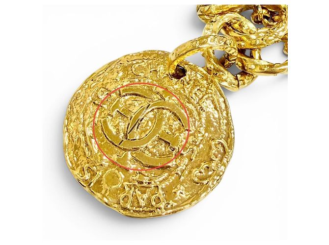 Bracciale a catena con medaglia Coco Mark Chanel Vintage 93A D'oro - vista 6