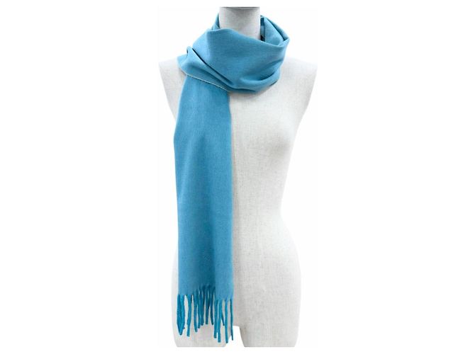 Hermès Stola in cashmere Hermes Blu Turchese - vista 7