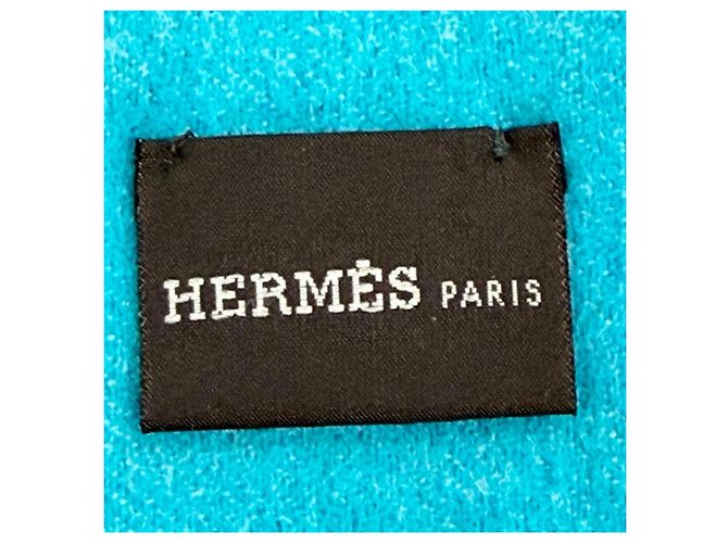 Hermès Stola in cashmere Hermes Blu Turchese - vista 8