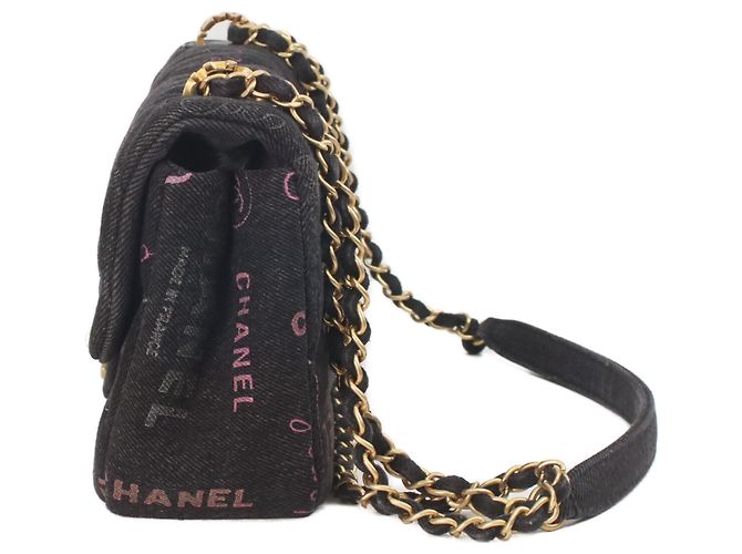 Mini borsa a tracolla matelassé in denim stampato Chanel Nero - vista 2