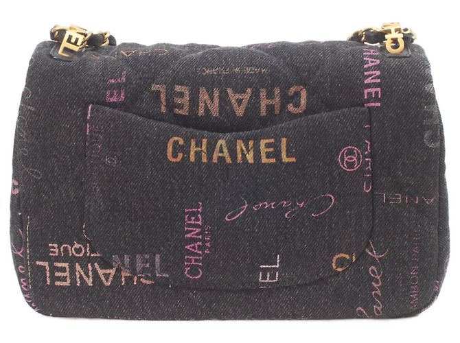 Mini borsa a tracolla matelassé in denim stampato Chanel Nero - vista 4