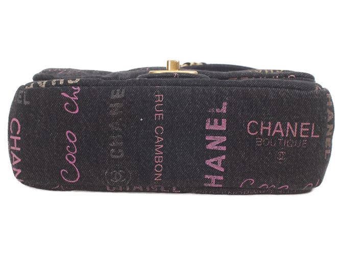 Mini borsa a tracolla matelassé in denim stampato Chanel Nero - vista 5