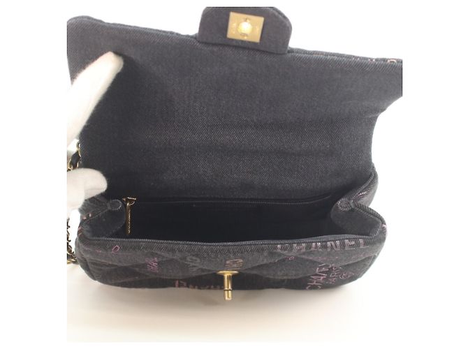 Mini borsa a tracolla matelassé in denim stampato Chanel Nero - vista 6
