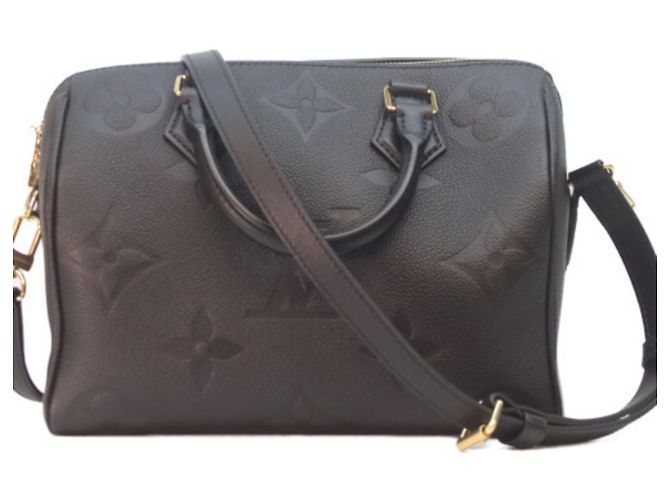 Borsa a tracolla Louis Vuitton Monogram Empreinte Noir Speedy 25 Nero - vista 3
