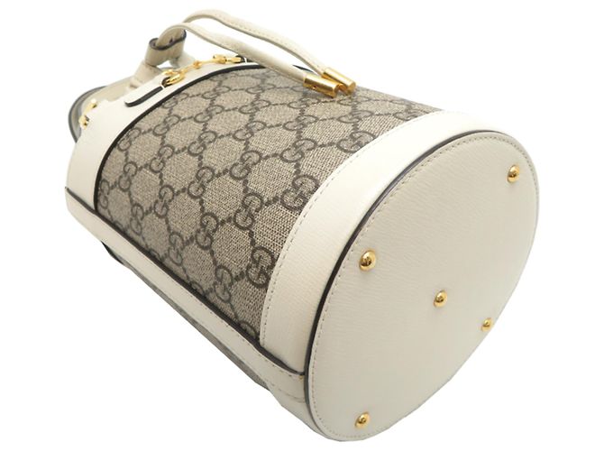 Borsa a secchiello Gucci Logo Horsebit Bianco - vista 3