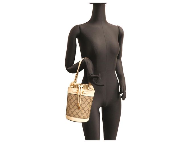 Borsa a secchiello Gucci Logo Horsebit Bianco - vista 9