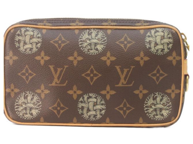 Louis Vuitton x Christopher Nemeth Monogram Pochette Volca Clutch Bag Marrone - vista 3