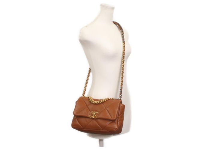 Borsa a Spalla Chanel 19 Small Chain Marrone - vista 10