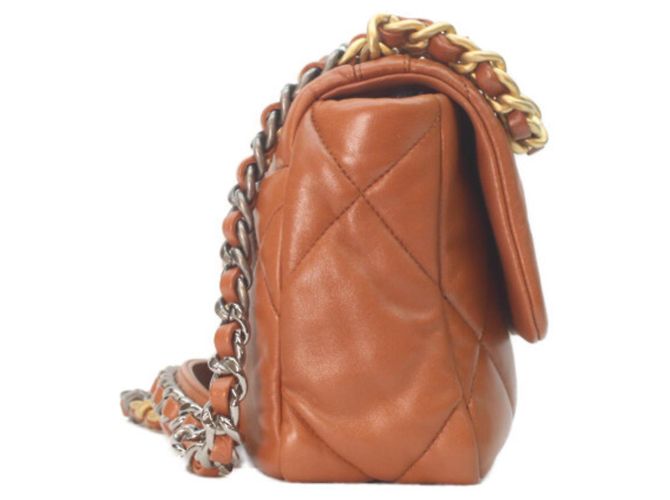Borsa a Spalla Chanel 19 Small Chain Marrone - vista 4