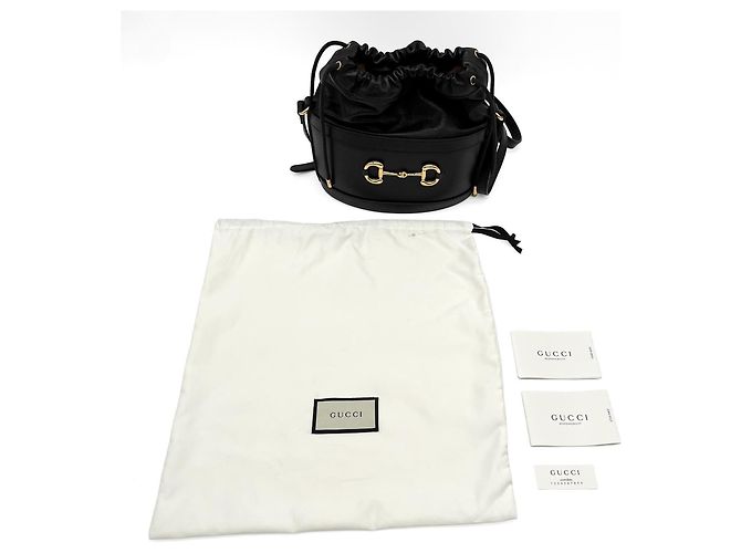 Borsa a tracolla con coulisse Gucci Horsebit 1955 Nero - vista 13
