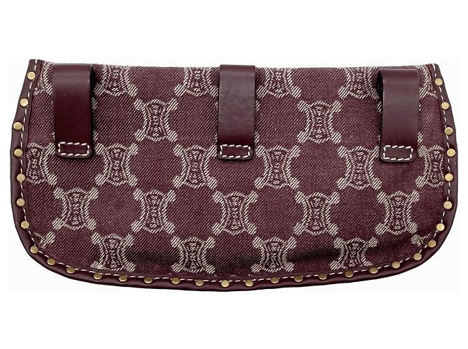 Céline Borsa a tracolla Celine Triomphe in jacquard e pelle Rosso - vista 2