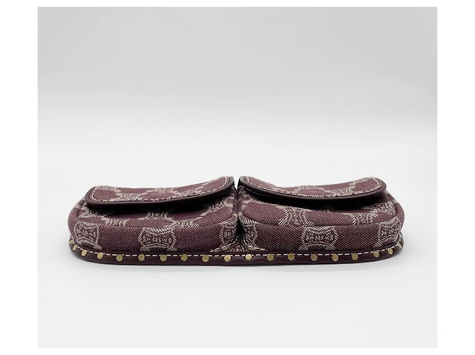 Céline Borsa a tracolla Celine Triomphe in jacquard e pelle Rosso - vista 4