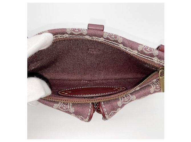 Céline Borsa a tracolla Celine Triomphe in jacquard e pelle Rosso - vista 5