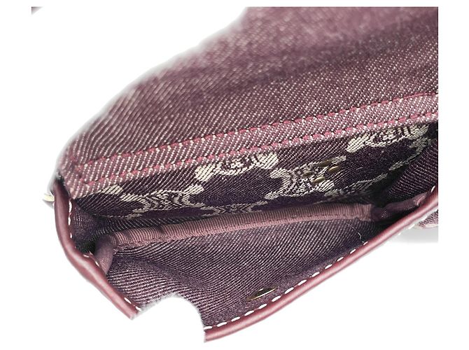 Céline Borsa a tracolla Celine Triomphe in jacquard e pelle Rosso - vista 6