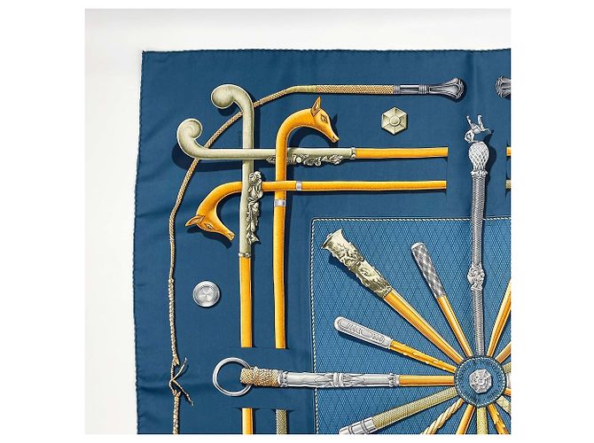Hermès Hermes Seidentuch Carre 90 Cannes & Pommeaux Blau Grün - Ansicht 2