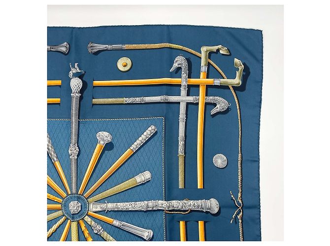 Hermès Hermes Seidentuch Carre 90 Cannes & Pommeaux Blau Grün - Ansicht 3