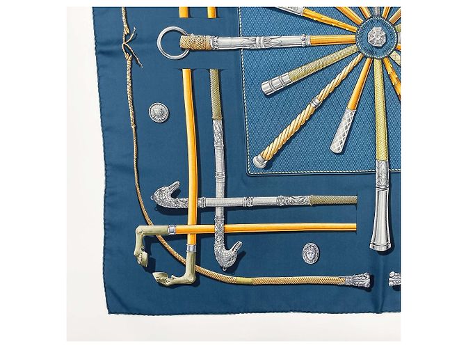 Hermès Hermes Seidentuch Carre 90 Cannes & Pommeaux Blau Grün - Ansicht 4