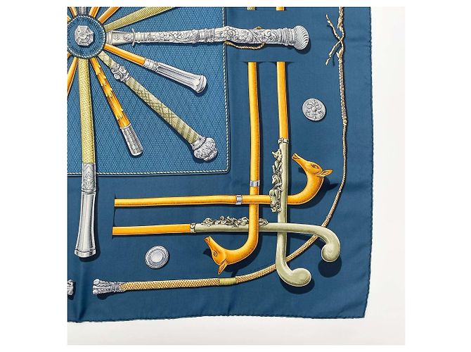 Hermès Hermes Seidentuch Carre 90 Cannes & Pommeaux Blau Grün - Ansicht 5