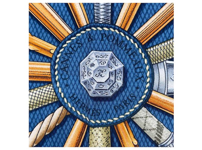 Hermès Hermes Seidentuch Carre 90 Cannes & Pommeaux Blau Grün - Ansicht 6