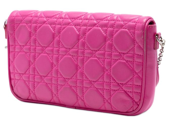 Pochette Cannage in agnello rosa Dior - vista 2