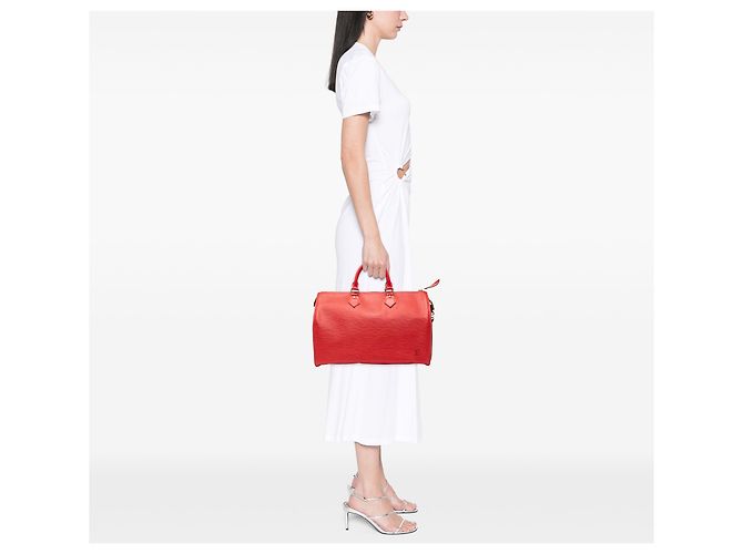 Louis Vuitton Speedy 35 in pelle Epi rossa Rosso - vista 7