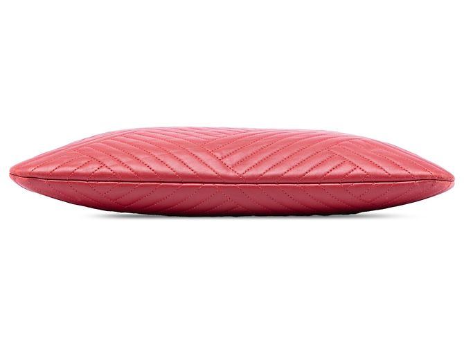 Clutch Chanel Red Large Diagonal Quilted Lambskin O Case Rosso - vista 3