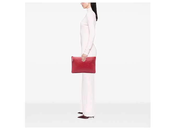 Clutch Chanel Red Large Diagonal Quilted Lambskin O Case Rosso - vista 5