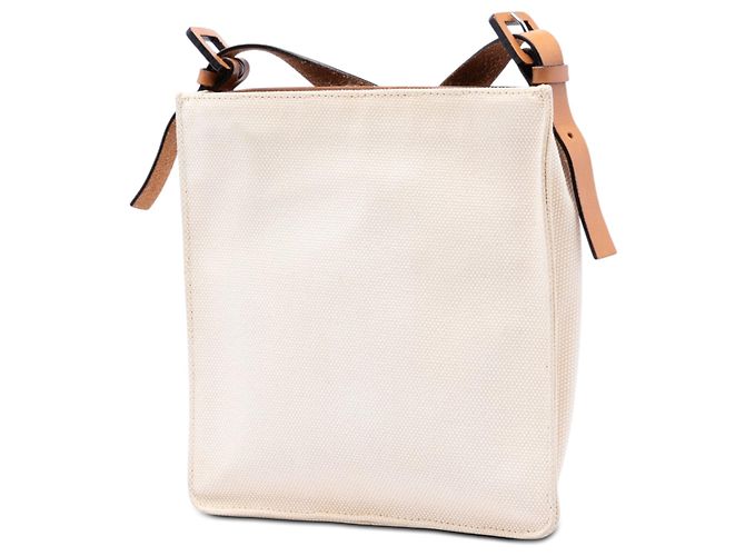 Fendi Borsa a tracolla in tela bianca FF Bianco Bianco sporco - vista 2