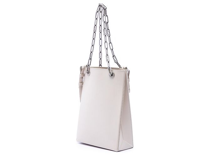 Tote de compras Fendi em couro branco pequeno - vista 2
