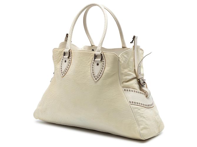 Borsa Fendi Etniko Du Jour in pelle bianca, Large Bianco - vista 2