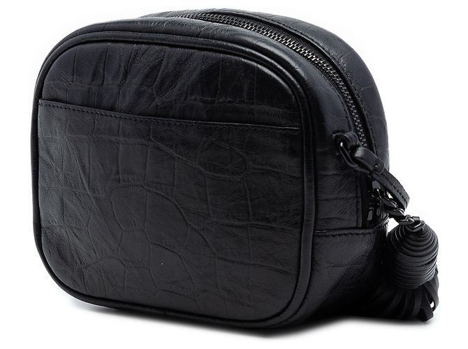 Saint Laurent Black Mini Croc Embossed Leather Blogger Camera Bag Schwarz - Ansicht 2